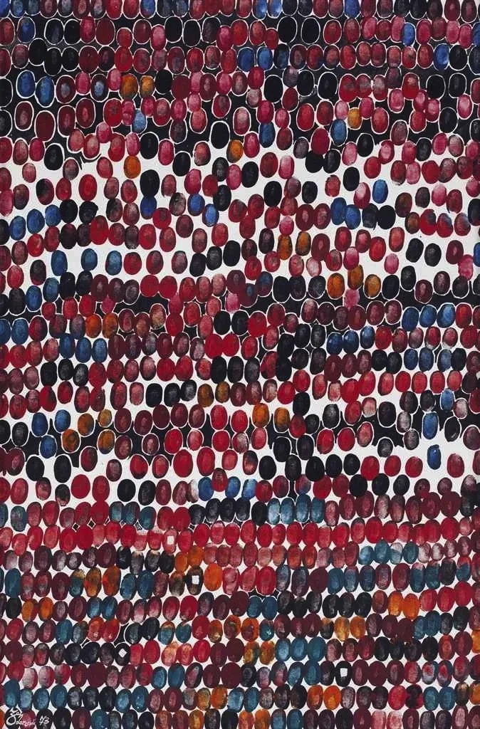 Charles Hossein Zenderoudi - Painting (La Beauté, En Arrière Des Choses, 1973)