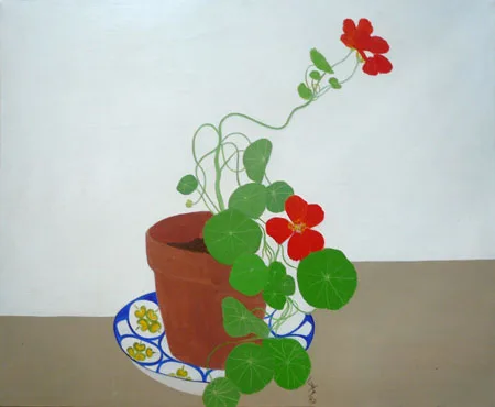 Leyly Matine Daftary - Painting (Nasturtium, 1987)