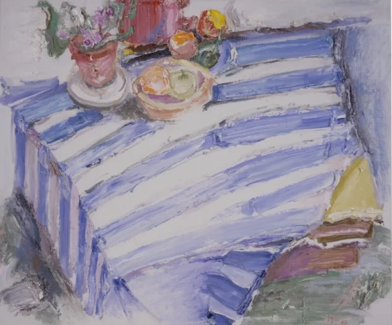 Manoucher Yektai - Painting (Striped Table Cloth, 1996)