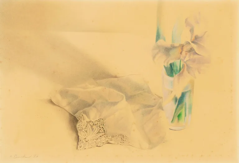 Parvaneh Etemadi - Drawing (Handkerchief With Orchid, 1987)