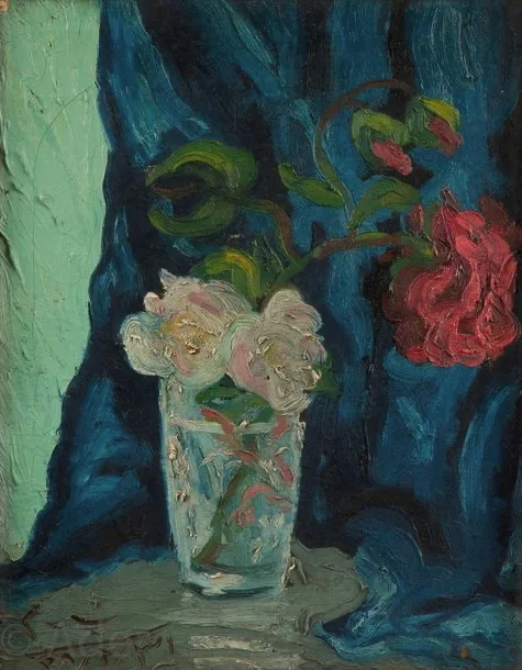 Bahman Mohassess - Painting (Vase Of Flowers, 1949)