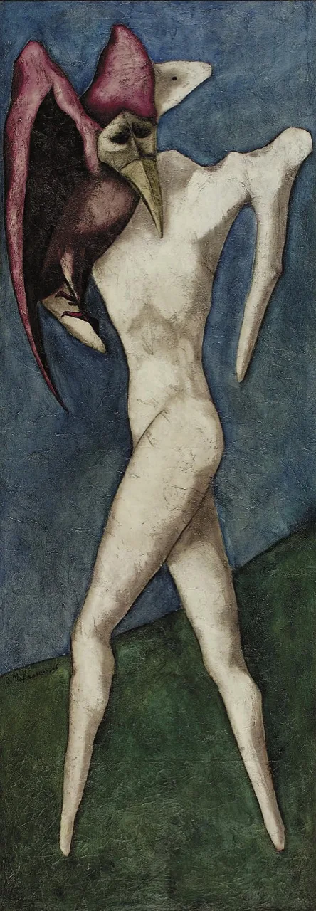 Bahman Mohassess - Painting (Young Boy And Bird, 1966)